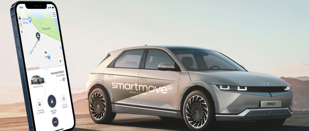 Carsharing App und Auto von Smart Move