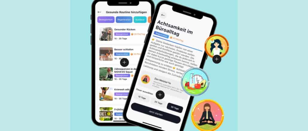 Mit der MOVEVO-App körperlich und mental fit bleiben.