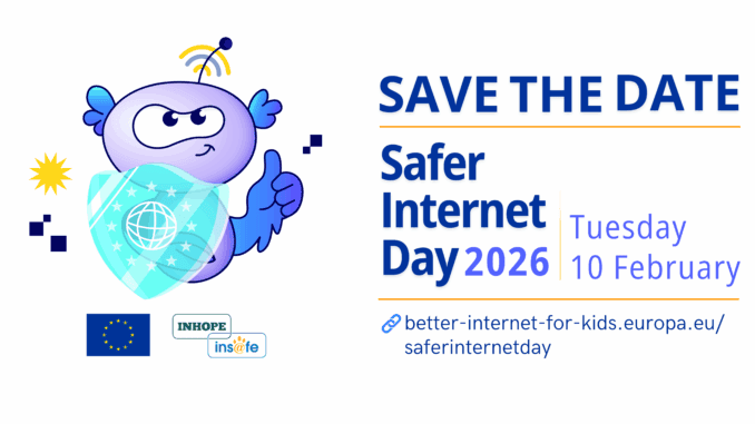 Zu sehen ist ein Inforsujet mit logo und Datum des Safer Internet Days 2026.