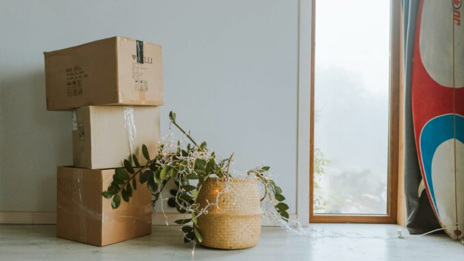 Zu sehen sind Umzugskartons in einer sonst noch leeren Wohnung.